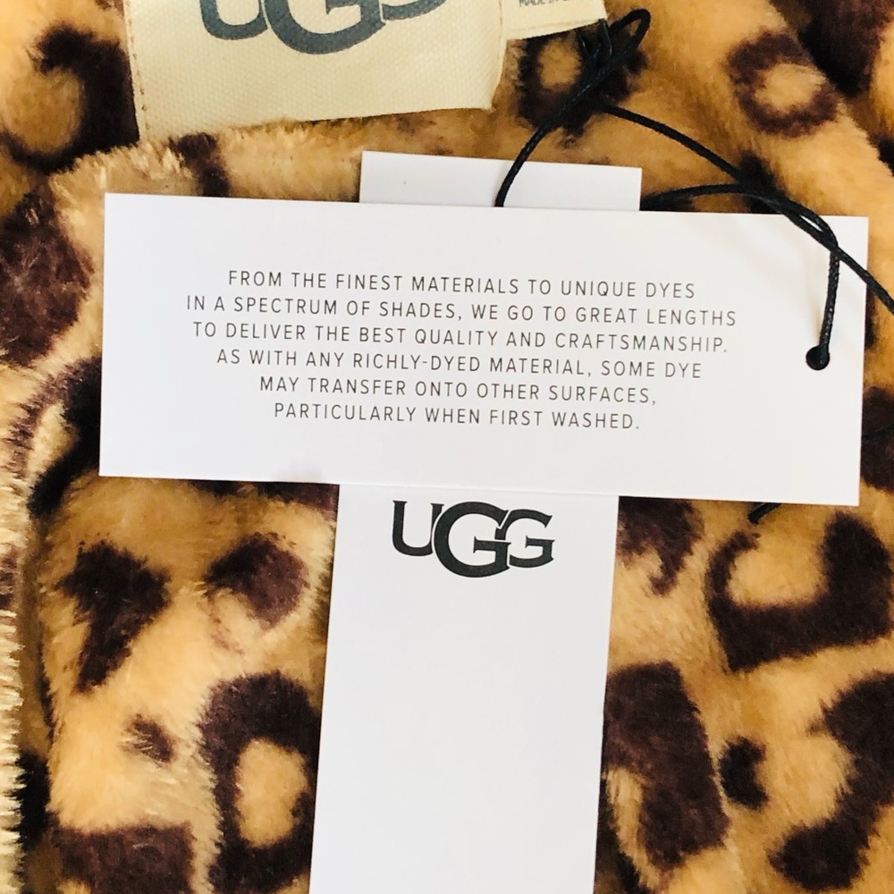 UGG Marlow Robe Leopard Print Fleece Belted Pockets Women Sz M NWT $145 - Picture 4 of 5